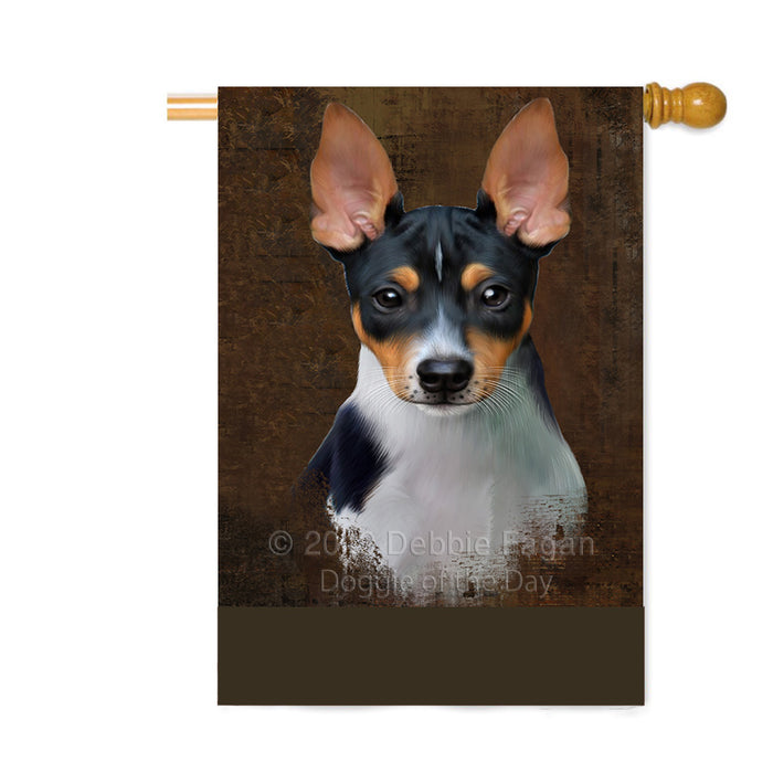 Personalized Rustic Rat Terrier Dog Custom House Flag FLG64677
