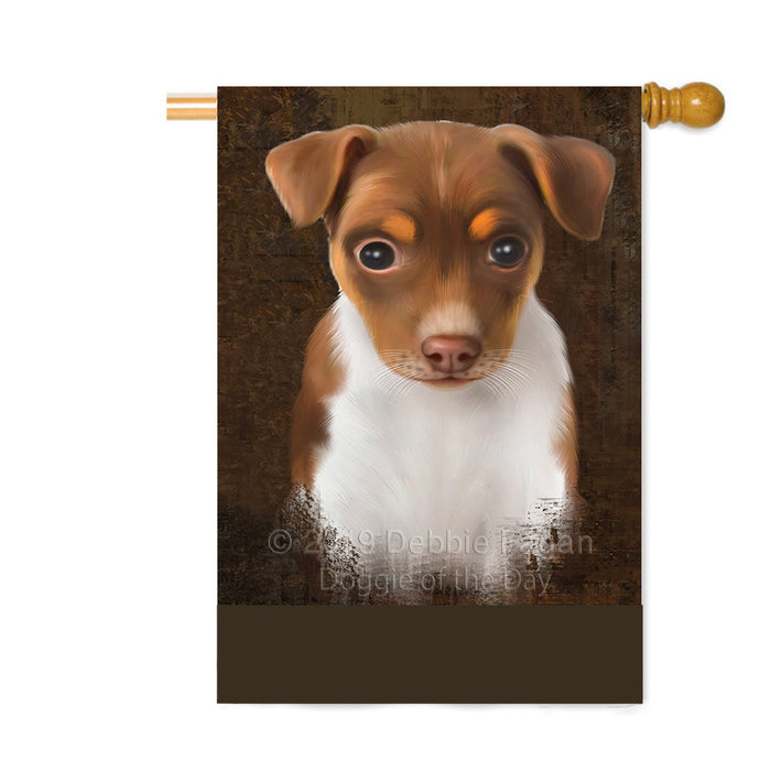 Personalized Rustic Rat Terrier Dog Custom House Flag FLG64678