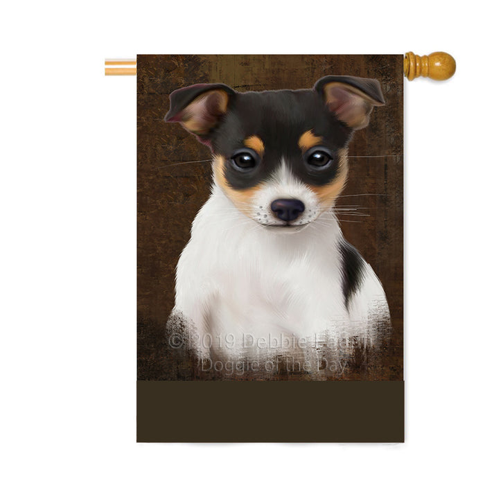 Personalized Rustic Rat Terrier Dog Custom House Flag FLG64679