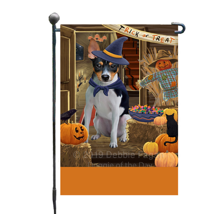Personalized Enter at Own Risk Trick or Treat Halloween Rat Terrier Dog Custom Garden Flags GFLG-DOTD-A59687