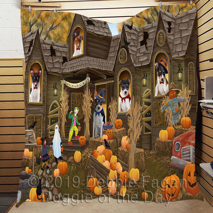 Haunted House Halloween Trick or Treat Rat Terrier Dogs Quilt