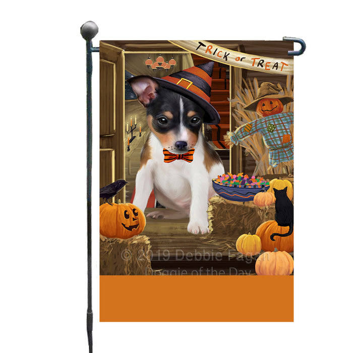 Personalized Enter at Own Risk Trick or Treat Halloween Rat Terrier Dog Custom Garden Flags GFLG-DOTD-A59690