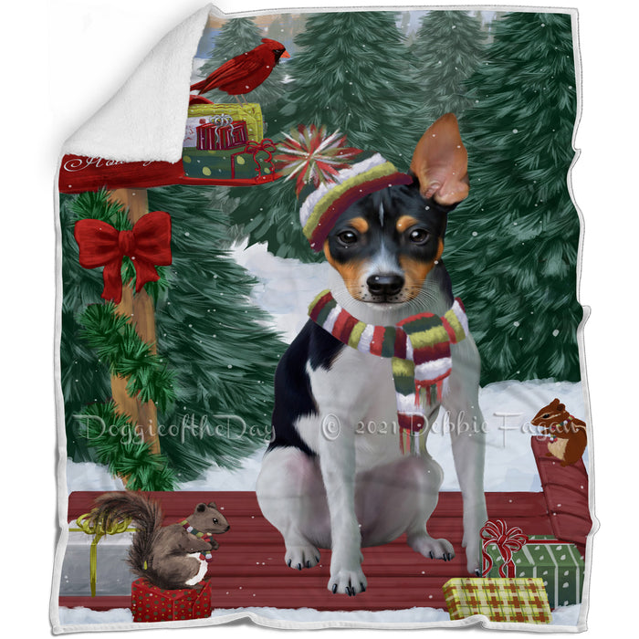 Merry Christmas Woodland Sled Rat Terrier Dog Blanket BLNKT114483