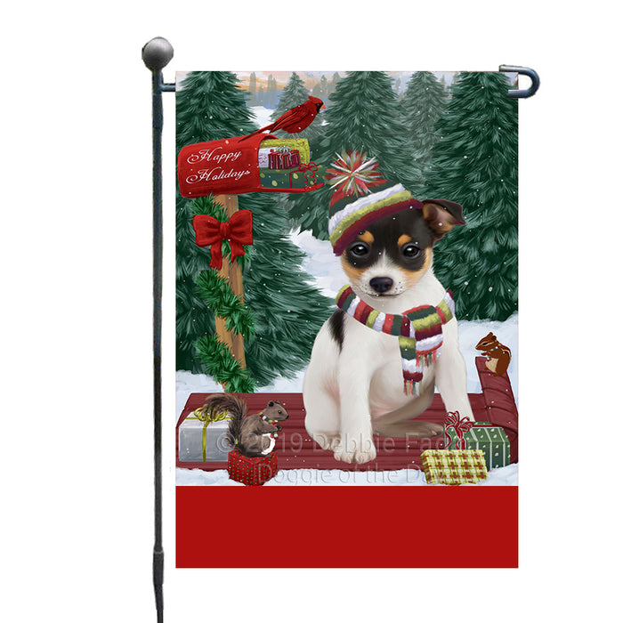 Personalized Merry Christmas Woodland Sled  Rat Terrier Dog Custom Garden Flags GFLG-DOTD-A61664