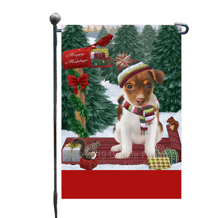 Personalized Merry Christmas Woodland Sled  Rat Terrier Dog Custom Garden Flags GFLG-DOTD-A61665