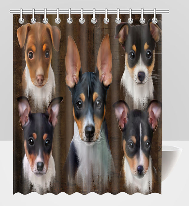 Rustic Rat Terrier Dogs Shower Curtain
