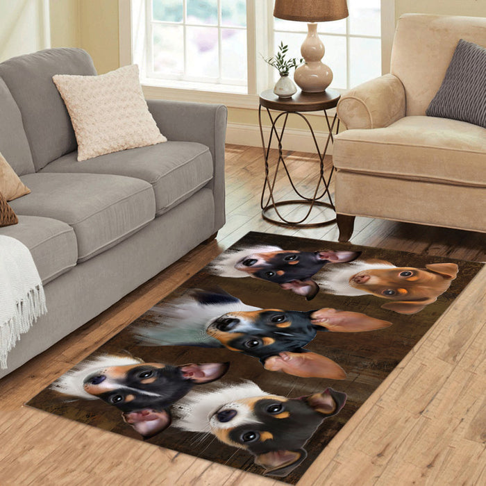 Rustic Rat Terrier Dogs Area Rug