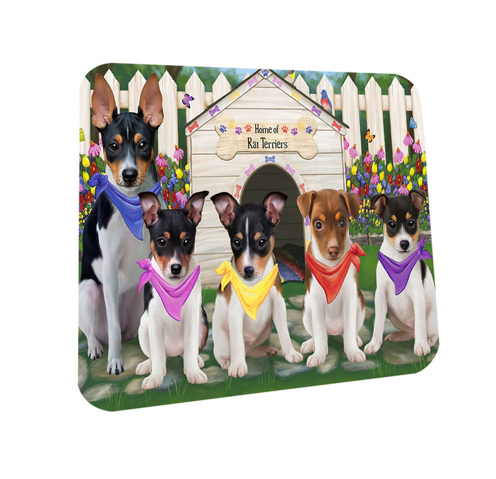 Spring Dog House Rat Terriers Dog Coasters Set of 4 CST50848