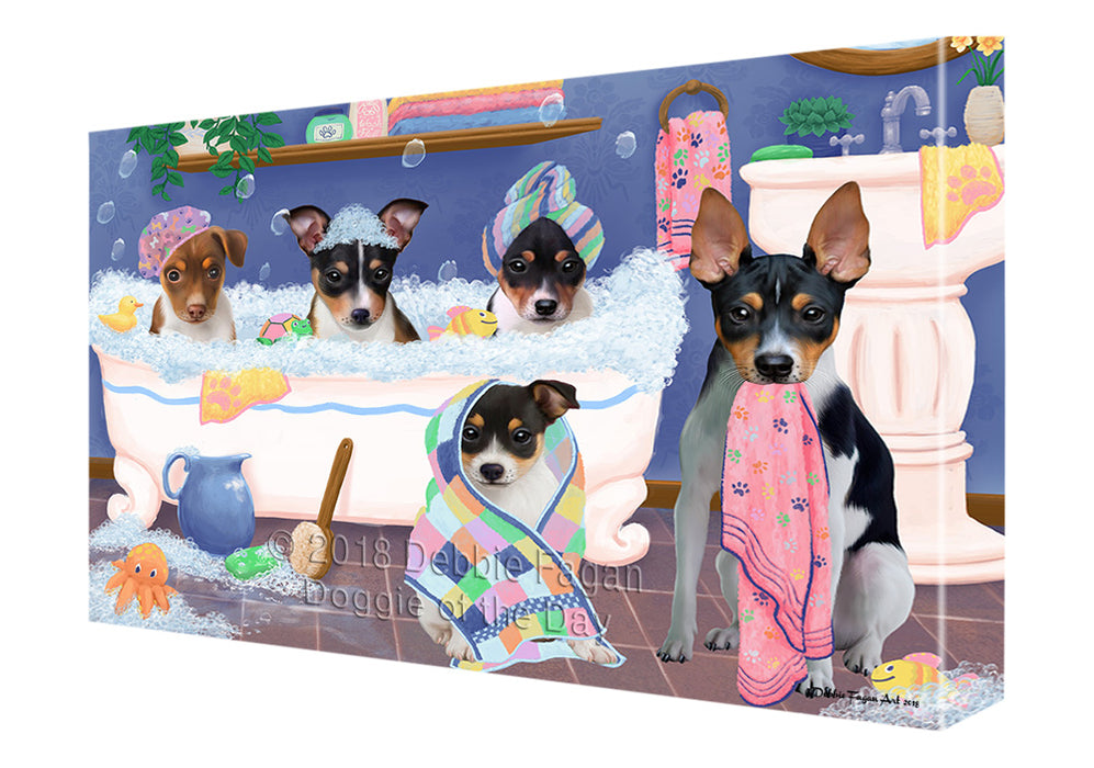 Rub A Dub Dogs In A Tub Rat Terriers Dog Canvas Print Wall Art Décor CVS133532