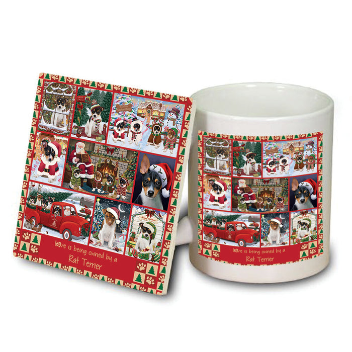 Love is Being Owned Christmas Rat Terrier Dogs Mug and Coaster Set MUC57238