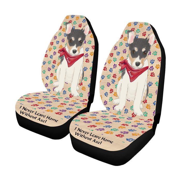 Personalized I Never Leave Home Paw Print Rat Terrier Dogs Pet Front Car Seat Cover (Set of 2)