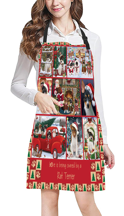 Love is Being Owned Christmas Rat Terrier Dogs Apron