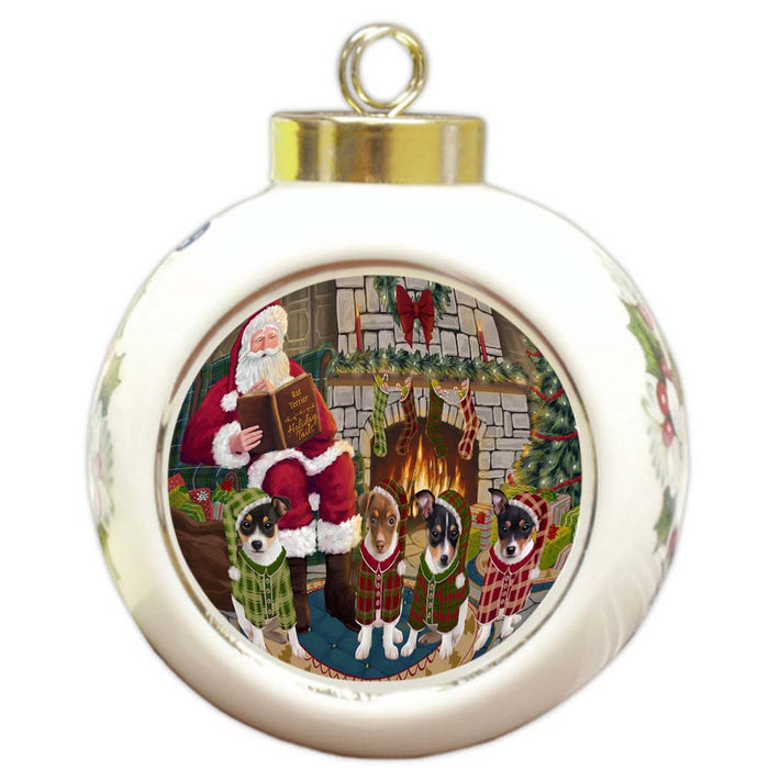 Christmas Cozy Holiday Tails Rat Terriers Dog Round Ball Christmas Ornament RBPOR55735