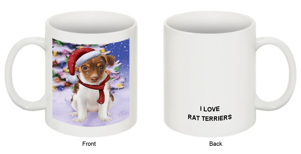 Winterland Wonderland Rat Terrier Dog In Christmas Holiday Scenic Background  Coffee Mug MUG48811