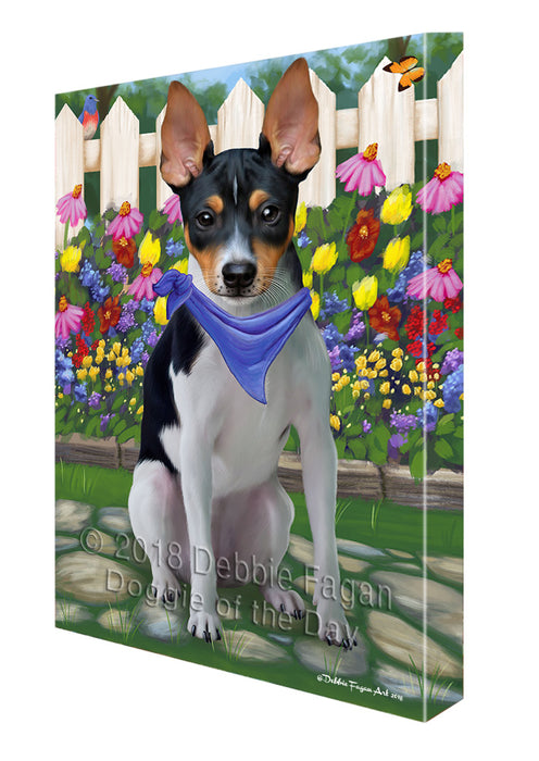 Spring Floral Rat Terrier Dog Canvas Wall Art CVS68191