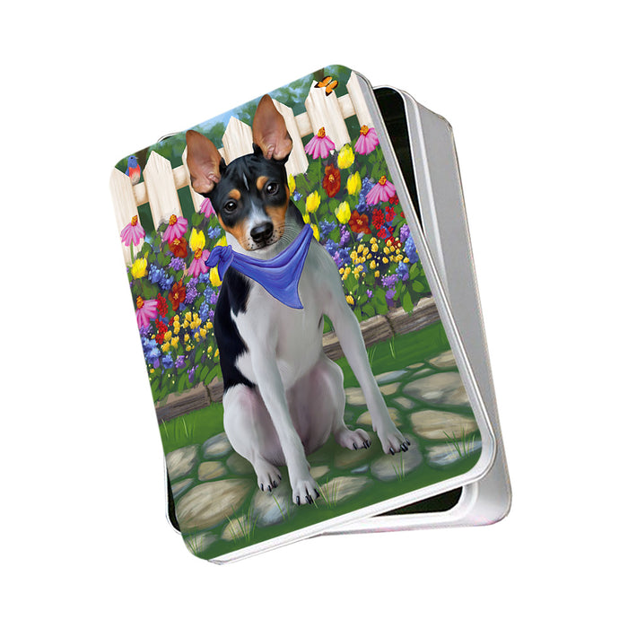 Spring Floral Rat Terrier Dog Photo Storage Tin PITN50213