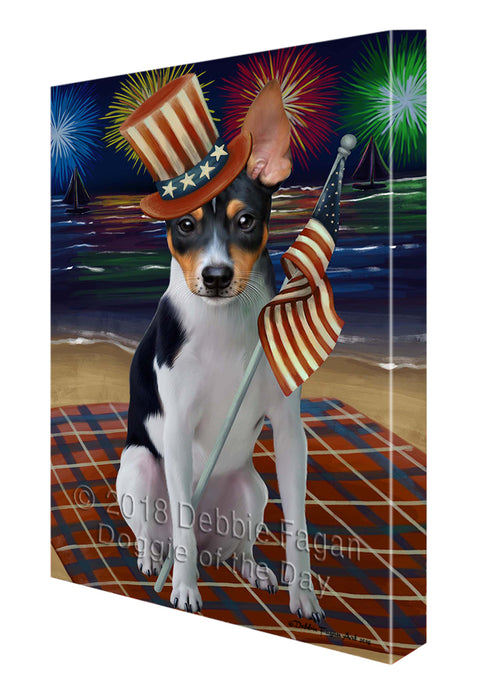 4th of July Independence Day Firework Rat Terrier Dog Canvas Wall Art CVS56406
