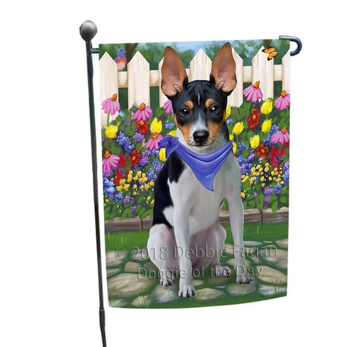 Spring Floral Rat Terrier Dog Garden Flag GFLG50100