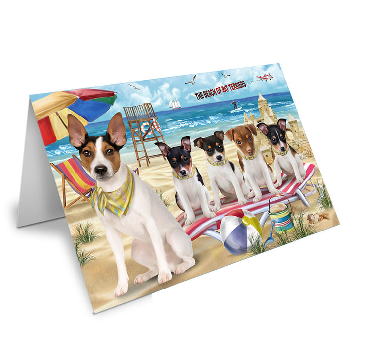 Pet Friendly Beach Rat Terriers Dog Handmade Artwork Assorted Pets Greeting Cards and Note Cards with Envelopes for All Occasions and Holiday Seasons GCD54257