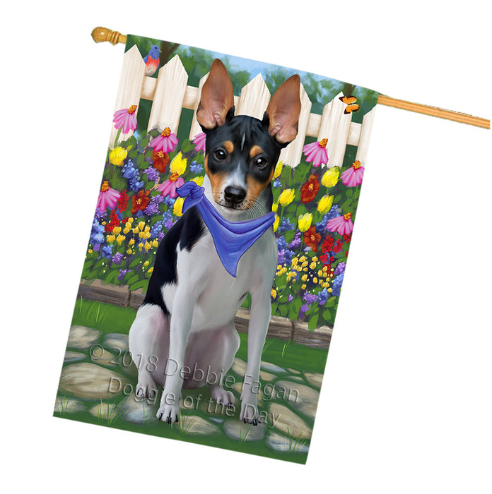 Spring Floral Rat Terrier Dog House Flag FLG50236