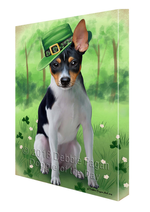 St. Patricks Day Irish Portrait Rat Terrier Dog Canvas Wall Art CVS59160