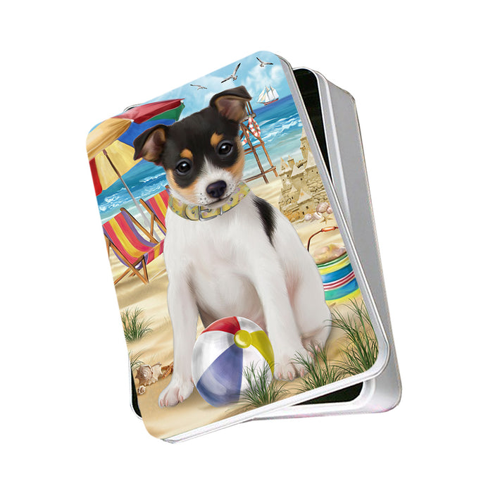 Pet Friendly Beach Rat Terrier Dog Photo Storage Tin PITN50077