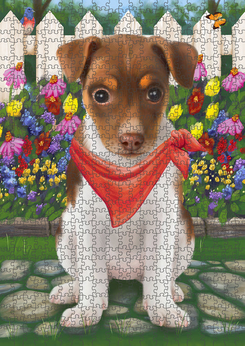 Spring Floral Rat Terrier Dog Puzzle with Photo Tin PUZL54522
