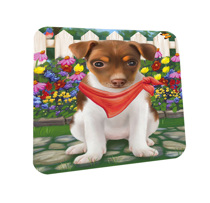Spring Floral Rat Terrier Dog Coasters Set of 4 CST50173