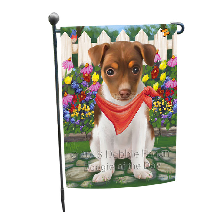 Spring Floral Rat Terrier Dog Garden Flag GFLG50101