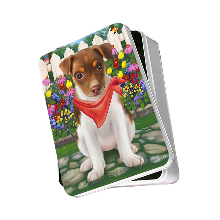 Spring Floral Rat Terrier Dog Photo Storage Tin PITN50214