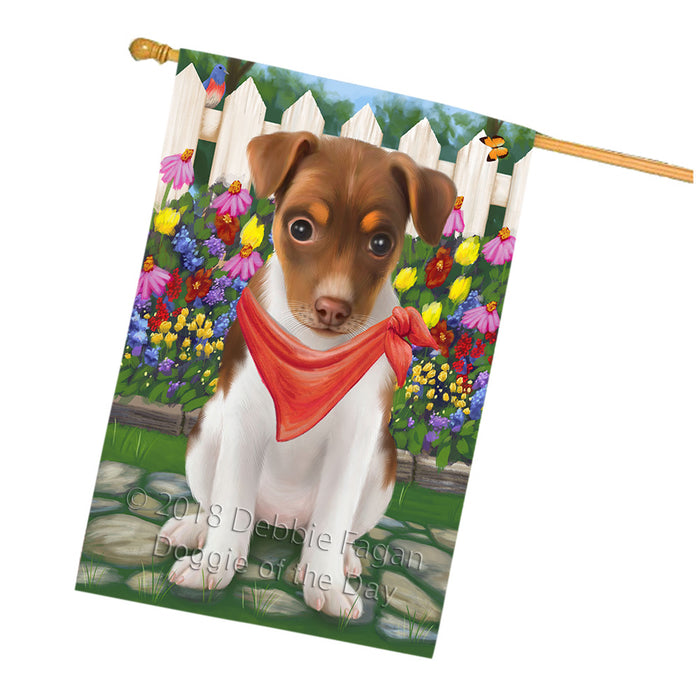 Spring Floral Rat Terrier Dog House Flag FLG50237