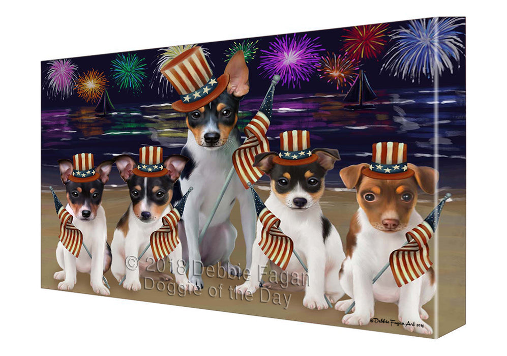 4th of July Independence Day Firework Rat Terriers Dog Canvas Wall Art CVS56415