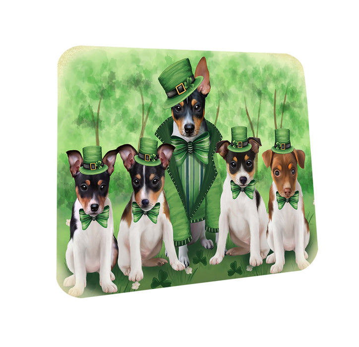St. Patricks Day Irish Family Portrait Rat Terriers Dog Coasters Set of 4 CST49323