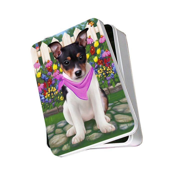 Spring Floral Rat Terrier Dog Photo Storage Tin PITN50215