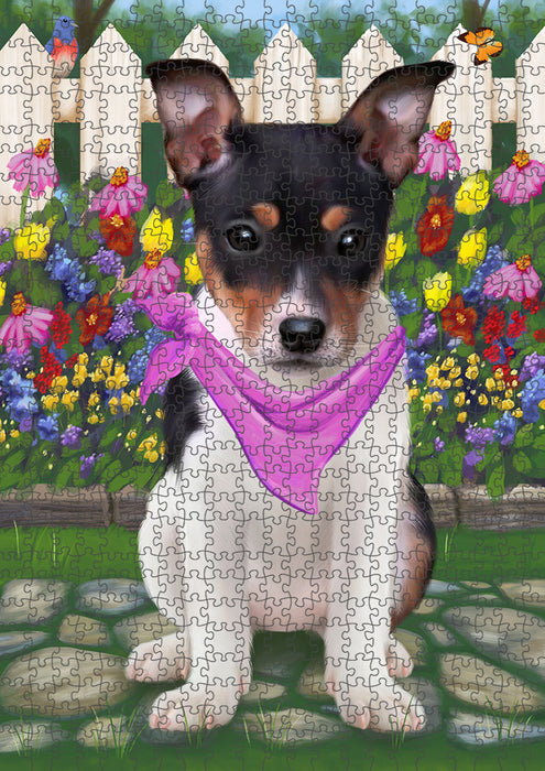 Spring Floral Rat Terrier Dog Puzzle with Photo Tin PUZL54525