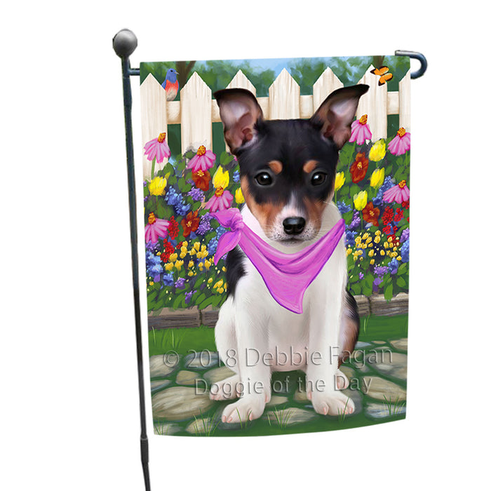 Spring Floral Rat Terrier Dog Garden Flag GFLG50102