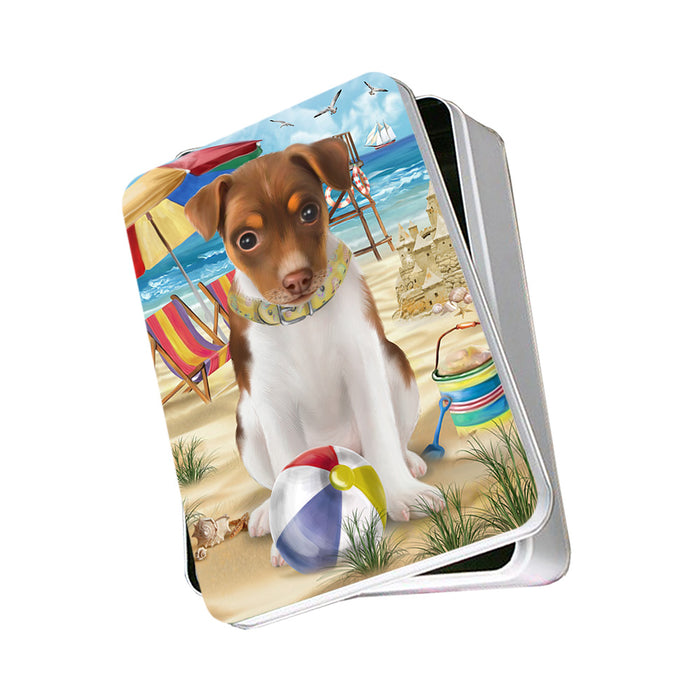 Pet Friendly Beach Rat Terrier Dog Photo Storage Tin PITN50078