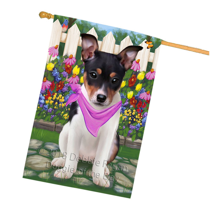 Spring Floral Rat Terrier Dog House Flag FLG50238