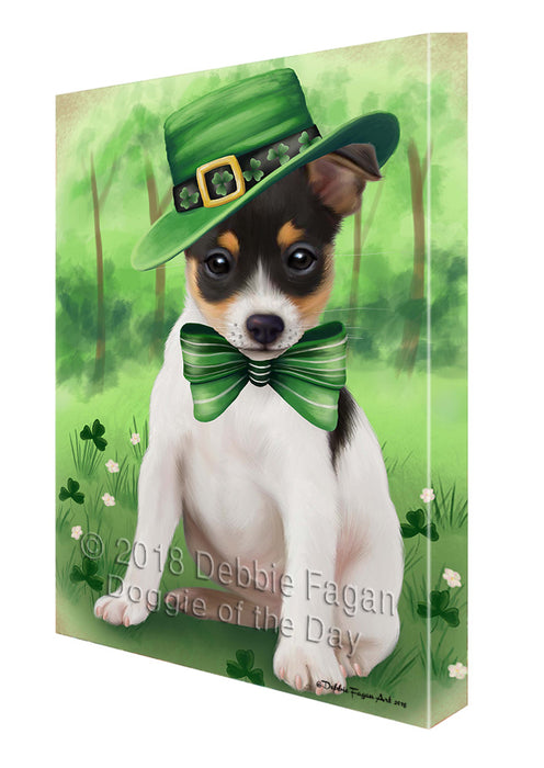 St. Patricks Day Irish Portrait Rat Terrier Dog Canvas Wall Art CVS59178