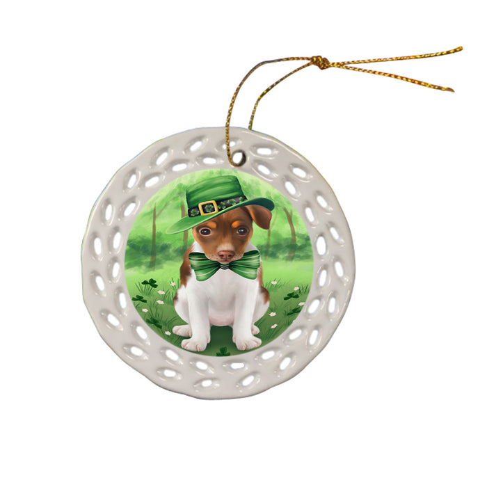 St. Patricks Day Irish Portrait Rat Terrier Dog Ceramic Doily Ornament DPOR49366
