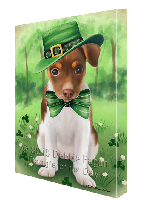 St. Patricks Day Irish Portrait Rat Terrier Dog Canvas Wall Art CVS59187