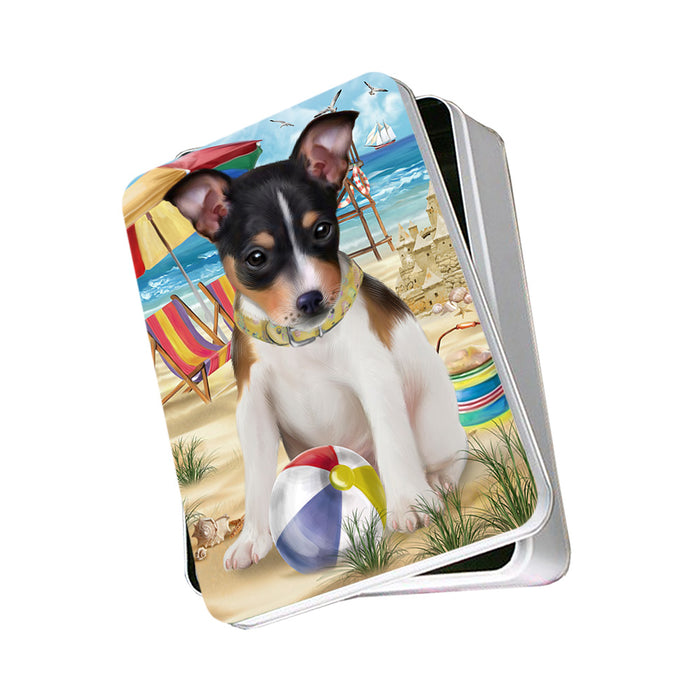 Pet Friendly Beach Rat Terrier Dog Photo Storage Tin PITN50079