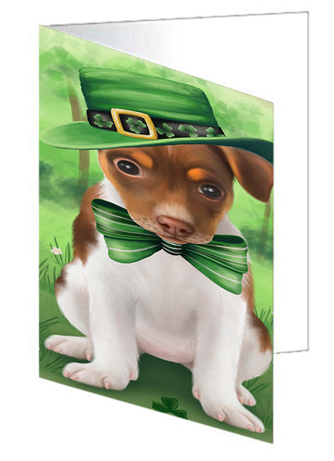 St. Patricks Day Irish Portrait Rat Terrier Dog Handmade Artwork Assorted Pets Greeting Cards and Note Cards with Envelopes for All Occasions and Holiday Seasons GCD52127