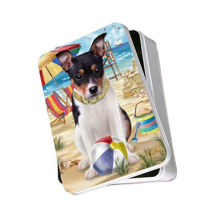 Pet Friendly Beach Rat Terrier Dog Photo Storage Tin PITN50080