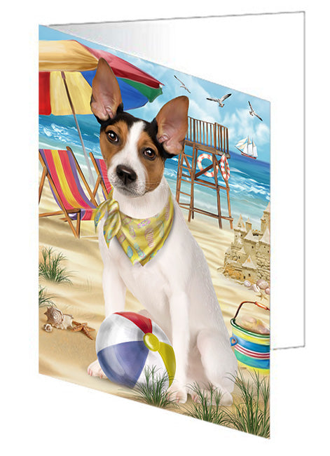 Pet Friendly Beach Rat Terrier Dog Handmade Artwork Assorted Pets Greeting Cards and Note Cards with Envelopes for All Occasions and Holiday Seasons GCD54272