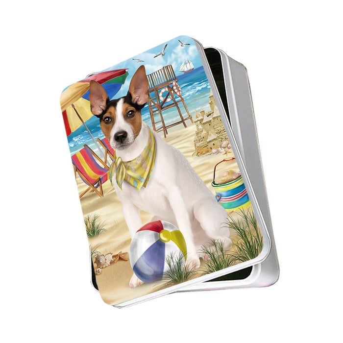 Pet Friendly Beach Rat Terrier Dog Photo Storage Tin PITN50081