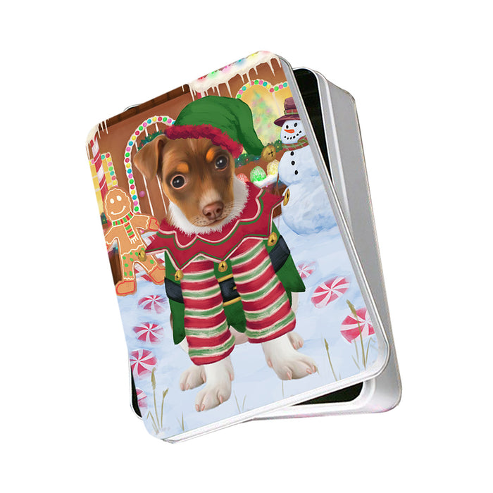 Christmas Gingerbread House Candyfest Rat Terrier Dog Photo Storage Tin PITN56433
