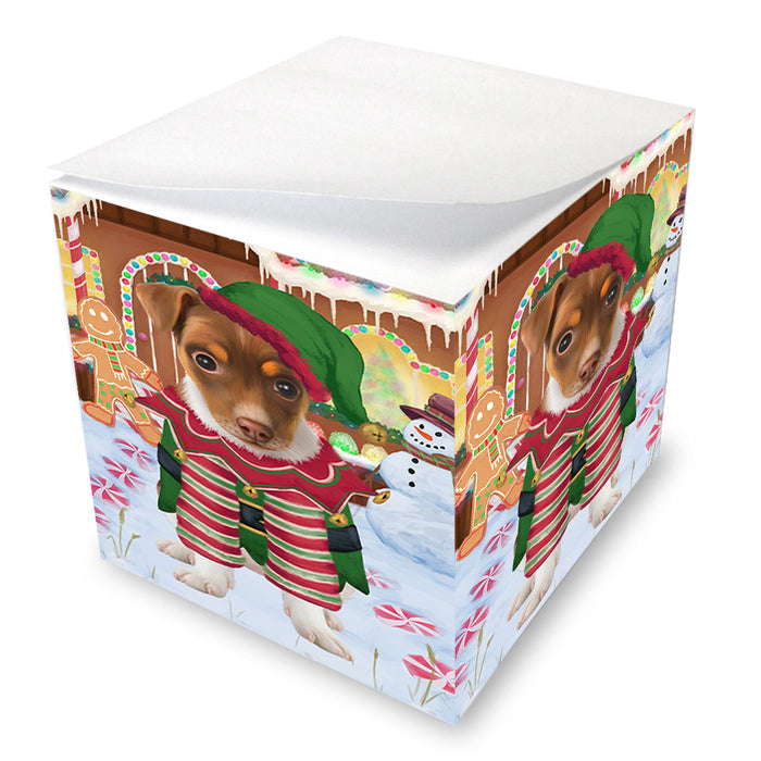 Christmas Gingerbread House Candyfest Rat Terrier Dog Note Cube NOC54562