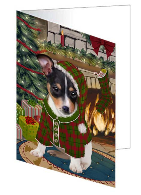 The Stocking was Hung Rat Terrier Dog Handmade Artwork Assorted Pets Greeting Cards and Note Cards with Envelopes for All Occasions and Holiday Seasons GCD71237