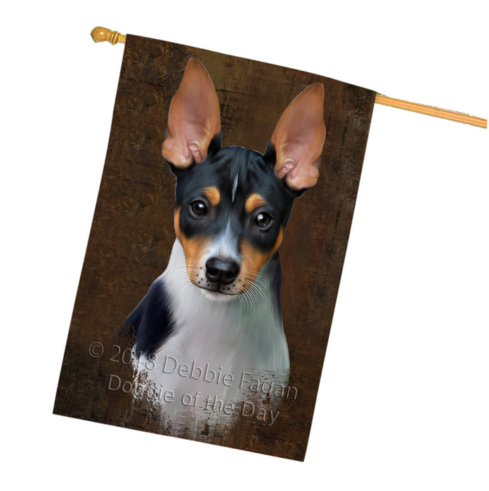 Rustic Rat Terrier Dog House Flag FLG54668
